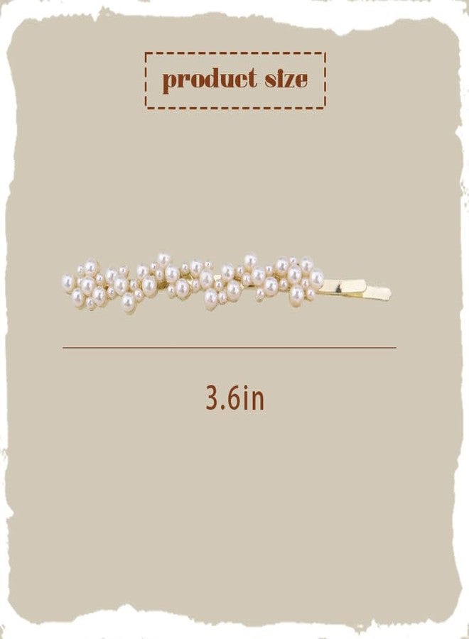 Kefley Pearl Hair Barrettes Hairpins for Women Elegant French Clips for Thin Thick Hair Gold Metal Bridal Barrette Hairclips Decorative Pearl Bobby Pins for Prom Wedding 2 PCS - Image 2
